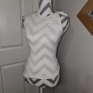 Gray and White Chevron Top